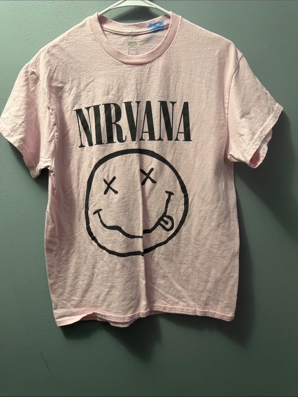 NIRVANA Pink Women’s Short Sleeve Tee with Black Smiley Logo